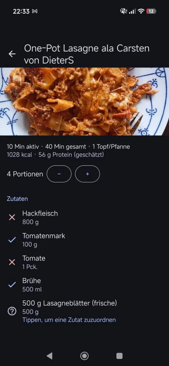Vorrat, Rezepte und Einkaufsliste (3/4)